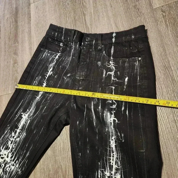 Gothic & grunge black and white abstract hand-painted straight-legged jeans - Picture 14 of 16